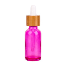 custom made color 30ml essential oil glass bottle with wood dropper lid